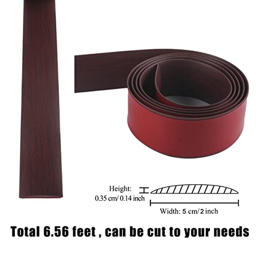 6.56 Ft Floor Transition Strip Self Adhesive 2 Inch Wide Floor Threshold Strip Vinyl Floor Edge Trim Floor Gap Covering Connecting Strip (Red Oak) #TOP1