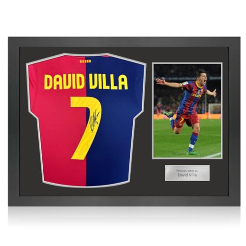 Exclusive Memorabilia Camiseta del Barcelona 24 25 firmada por David Villa. Marco icónico.