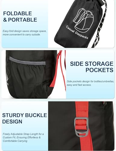Image of Venzina Durable Waterproof Lightweight Packable Backpack, Foldable Travel Daypack for Hiking and Work, Unisex Men Women Compact Backpack for Outdoor, Gym, Shopping