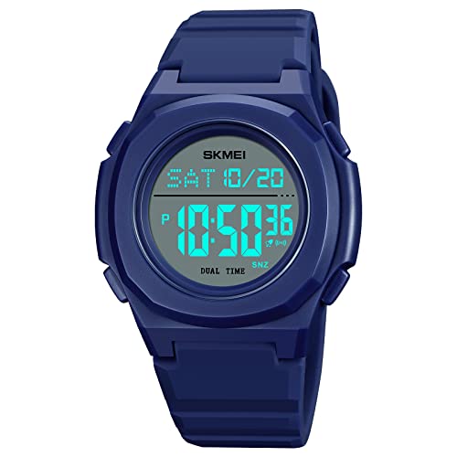 CakCity Mens Digital Watch Waterproof Wrist Watch for Women Sport Watch with Stopwatch Countdown Dual Time Square Digital Watches for Unisex