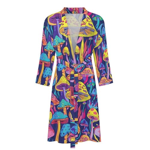Psychedelic Mushroom Funny Men's Robe Soft Lightweight Bathrobe Long-sleeve Spa Robes4