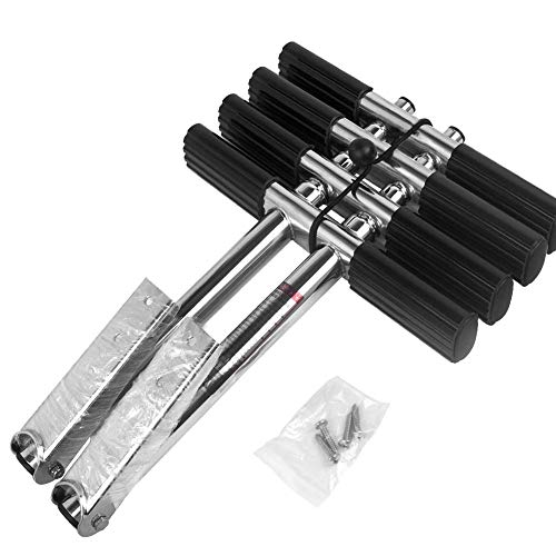 Hoffen 4 Steps Ladder Stainless Sport/Diver Ladder Dual Vertical Telescoping Stable Tube Marine Boat RV Camper