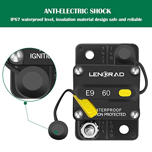 Lenkrad 60 Amp Marine Circuit Breaker With Manual Reset Switch Button For Boat Marine Rv Yacht, 12V - 48V Dc, Waterproof, Surface Mount(60 Amp Circuit Breaker) #TOP2