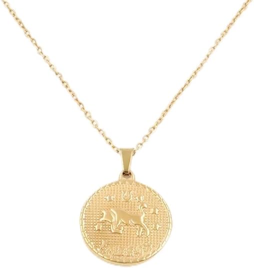 Zodiac Sign Gold Plated Stainless Steel Constellation Horoscope Pendant Necklace Chain