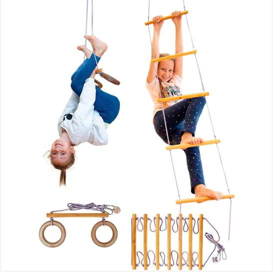 PSWOOD 2in1 Swings Set: Trapeze Swing bar with Rings + Climbing Rope Ladder (B0C55RBQXY) Amazon Price History, Amazon Price Tracker