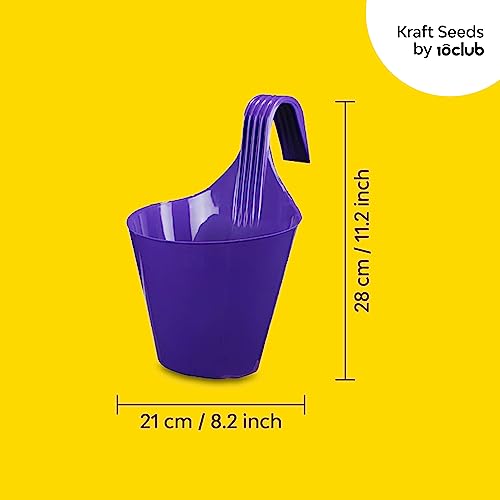 Kraft Seeds by 10CLUB Plastic Hanging Planters - 12 Pcs (8 Inch, Multicolor) | Flower Hanging Pots for Home & Balcony Garden | Hanging Planters for Home Plants | Hooked Hanging Pots (Image - 6)
