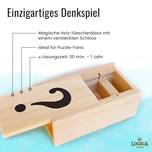 Logica Spiele Art. Schrein ? - Magische Geschenkbox - Schwierigkeit 5/6 Unglaublich - Geschenkbox - Denkspiel - Knobelspiel - Geduldspiel Aus Holz - Leonardo da Vinci Kollektie