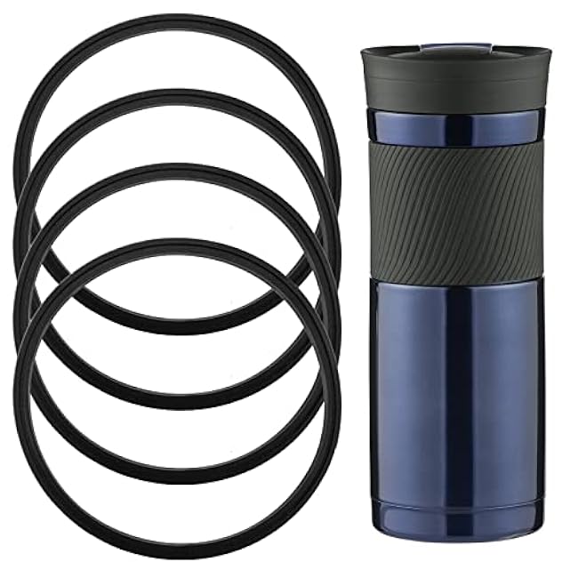4PCS Replacement Rubber Lid Seals for 16oz & 20oz Contigo Snapseal Byron Travel Mug O Shaped Resealable Lid Gasket Replacement Soft Part Compatible with Contigo Coffee Travel Tumbler (Black)