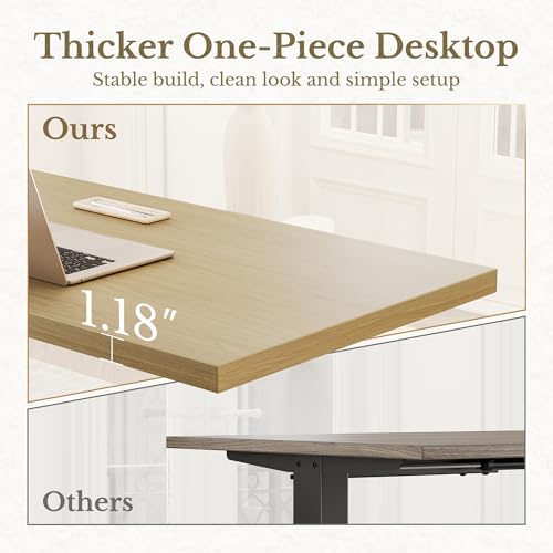 Image of ErGear Electric Standing Desk, 48 Inch Adjustable Height Sit Stand Up Desk with 1.18 inch Thickness Whole-Piece Desktop, Computer Office Desk for Home Office, Light Walnut