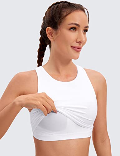 Image of CRZ YOGA Butterluxe High Neck Crop Tank Tops | Light Support, Removable Pads, Yoga, Extremely Soft, Racerback, Longline Sports Bras for Women