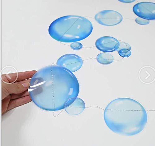 4 Strings Flat Under The Sea Blue Bubble Garlands For Little Mermaid Party Decorations Transparent Floating Hanging Bubbles Streamer Pool Ocean Kids Birthday Baby Shower Bday Wedding Baby Shower Decor #TOP3