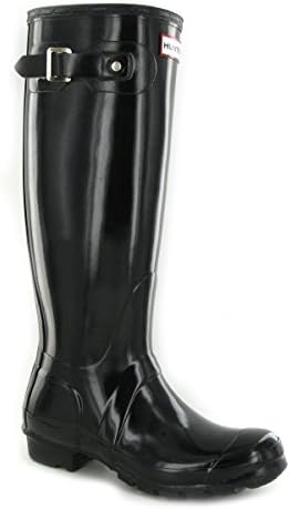 Women's Hunter Boots Original Tall Gloss Snow Rain Boots Water Boots Unisex - Black - 7 | Image 3