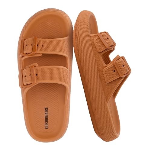 Image of CUSHIONAIRE Fame Pillow Recovery Sandals for Women, Adjustable Double Buckle Waterproof EVA Cloud Slides for Women