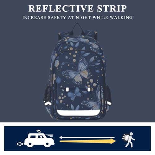 Sac à dos bleu papillon pour enfants et cartable d'école mixte - 7