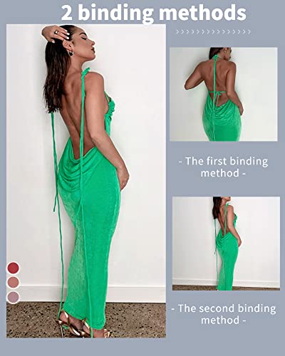 Doweha Women Backless Cowl Neck Cocktail Going Out Dress Halter Slip Long Semi Formal Party 2025 Spring Summer Maxi Dress4