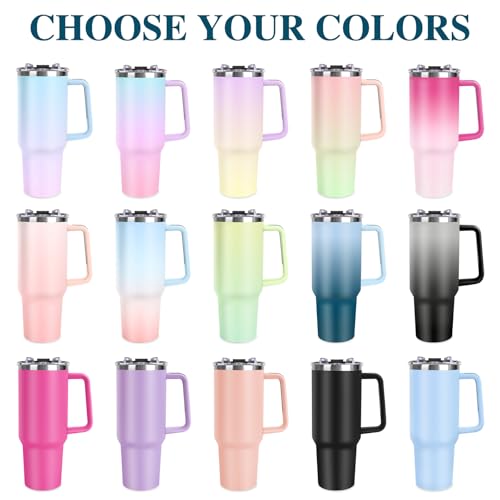 Image of Personalized 40oz Tumbler with Handle, Custom Insulated Tumblers with Pictures Logo, Stainless Steel Travel Coffee Mug, Personalized Gifts for Women Men Birthday Fathers Day Mothers Day