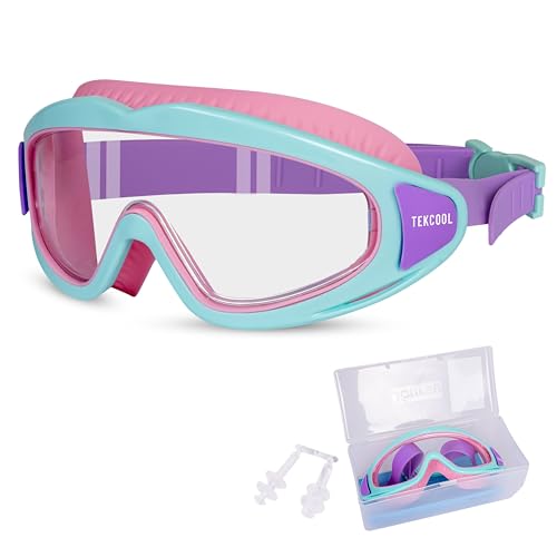 Image of TEKCOOL Swimming Goggles for Kids Big Frame Leakproof Swimming Goggles for Children Kids Swim Goggles with Anti Fog and UV Protection for Boys Girls for Age 2-16 (Pink)'