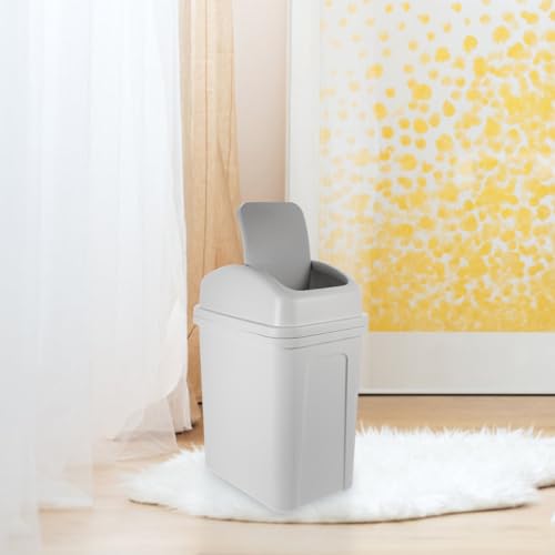 Caneca de basura plástica blanca con tapa para cocina miniatura 6