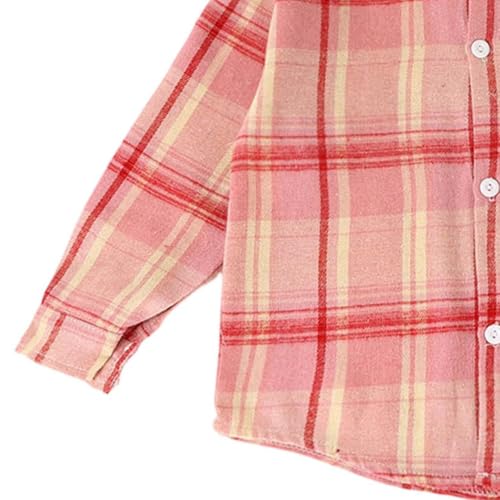 Boys Long Sleeve Plaid Flannel Shirts with Chest Pocket Pink | Fashion Fall Shirt Coats for Kids Daily School Outfits Button Down Lapel Blouses Tops - image 7