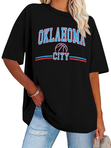 Basketball T Shirts for Women Oversized Shirt Game Day Basketball Graphic Tees Sports Fan Tee Tops Black