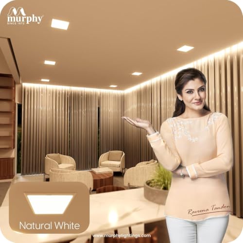 Image of Murphy EVO 15W Square LED Panel Light | 3000K Warm White| Recessed Ceiling Light | 1500 Lumens | 150mm Cutout |4kV Surge Protection | BIS Approved |2-Year Warranty |Pack of 20