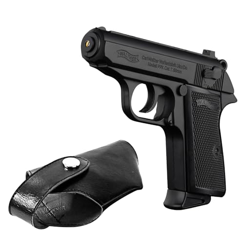 Image of 508 Lighter with Safety Lock Heavy Metal Made Black Color Gun Shape Gas Lighter with PU Holster | Dummy Gun Jet Flame Butane Refillable Lighter
