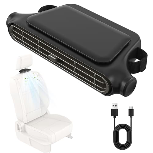 New Upgraded Car Seat Back Fan Dual Airflow Bladeless Cooling Fan For Baby Rear Facing 3-speed Quiet USB Backseat Headrest Fan Fits SUV Sedan Trucks Keeps Driver Passengers Kids & Pets Cool
