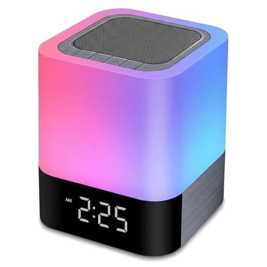 Night Lights Bluetooth Speaker, Alarm Clock Bluetooth Speakers Touch Sensor Bedside Lamp Dimmable Multi-Color Changing Bedside Lamp, MP3 Player, Wireless with Lights