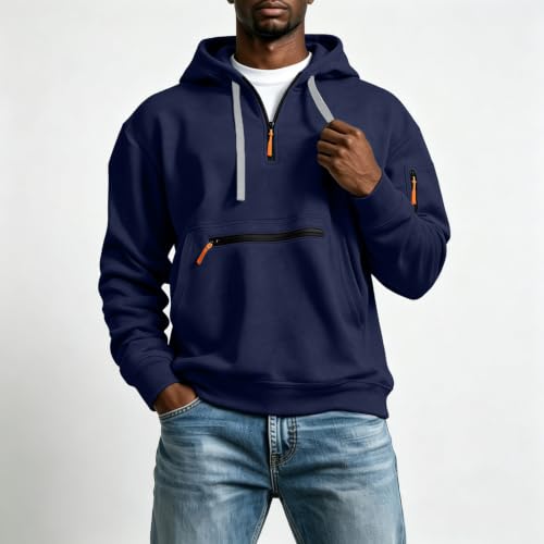 Half Zip Sweatshirt for Men Tactical Zip Hoodies Work Quarter Zip Pullover - image 2