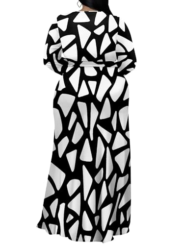 Image of PinkPatty Women's Plus Size Long Sleeve Maxi Dress Casual V Neck Slit Tie Waist Wrap Dresses for Party Cocktail