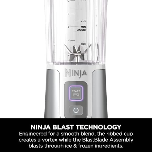 Image of Ninja Blast Portable Cordless Blender (BC151WH) 530ml | USB-C Rechargeable | Crushes Ice & Frozen Fruit | BPA Free, Leak-Proof Travel Lid Stainless Steel Glossy White