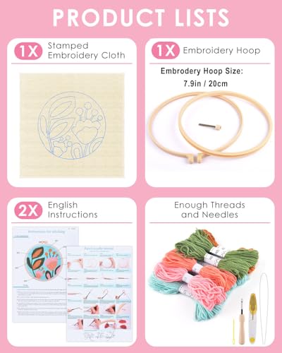 Image of TINDTOP Punch Needle Kits, Tulip Punch Embroidery Kits for Adults