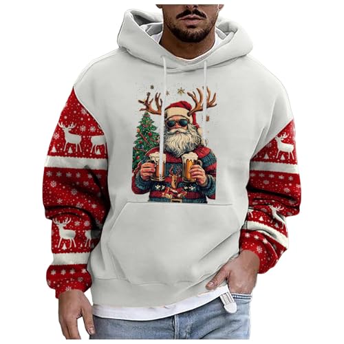 Weihnachtshoodie Herren mit Kordelzug Christmas Pullover Männer 3D...