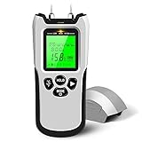 Wood Moisture Meter - Upgraded Moisture Meter for Wood, Pin-Type Digital Moisture Mold Detector Tester for Firewood, Backlit LCD Display With Visual High-Medium-Low Moisture Content Design
