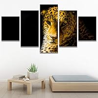 SIGNWIN 5 Panel Canvas Wall Art Animals Cheetah Closeup Contemporary Expressive Modern Artwork for Home Decorations Ready to Hang - 60