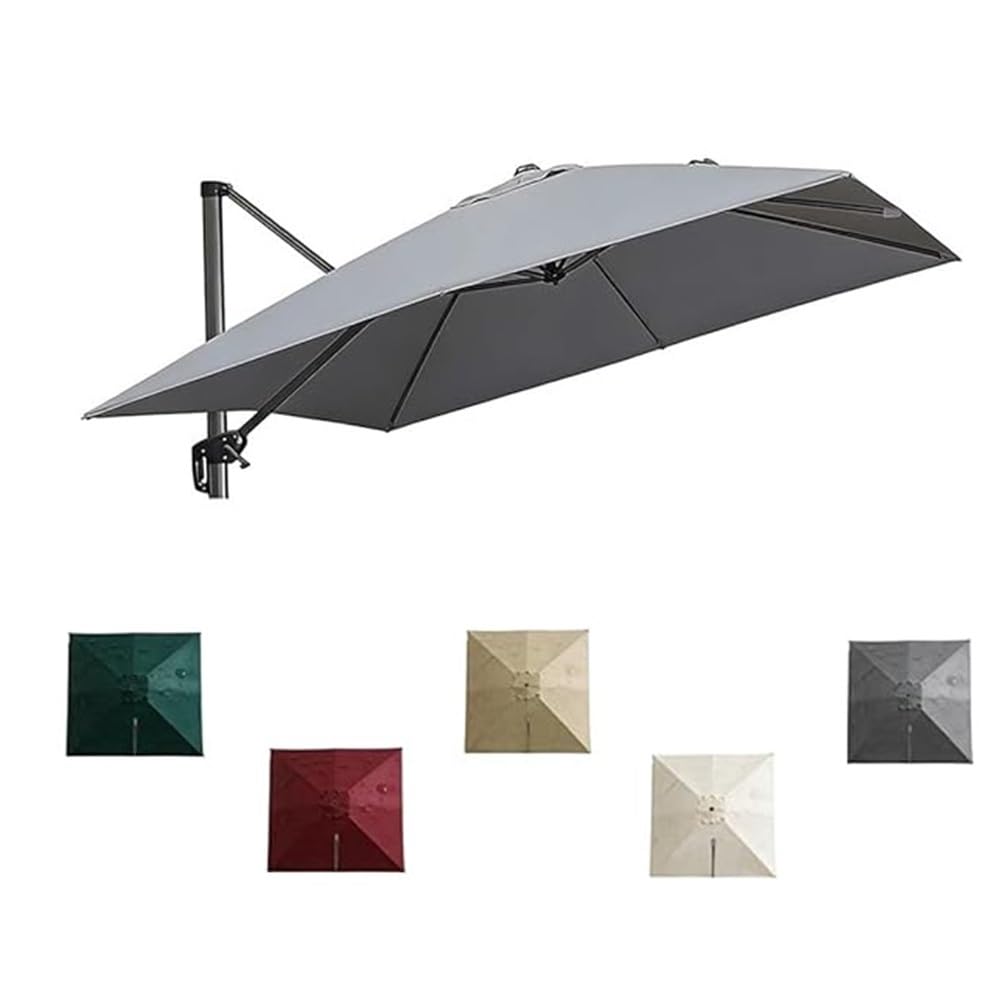 GSKFXJ Square Replacement Canopy For Cantilever Umbrella 8'x8' Patio Umbrella Top Cover 8 Ribs Outdoor Market Parasol Replacement Cloth(Gray,4x3.0m/13x9.8ft)