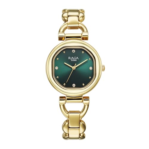 Titan Raga Showstopper 2.0 Quartz Green Dial Watch for Women-95301YM01