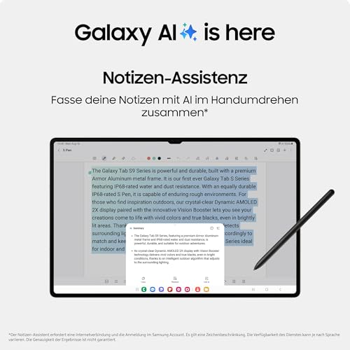 Samsung Galaxy Tab S9 AI-Android-Tablet, 5G, 128 GB / 8 GB RAM, MicroSD-Kartenslot, Inkl. S Pen, Simlockfrei ohne Vertrag, Graphit, Inkl. 36 Monate Herstellergarantie [Exklusiv bei Amazon] 3