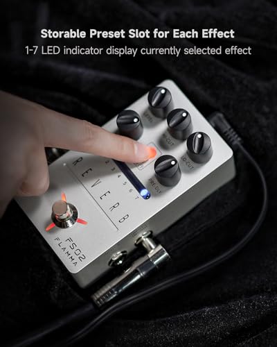 FLAMMA FS02 Stereo Digital Reverb Guitar Pedal with 7 Storable Preset Slot Buffer Bypass Trail On Function