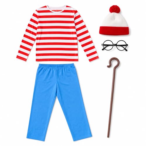 Morph Red and White Striped Costume Kids, Striped Character Costumes, Adult Book Character, World Book Day Costumes for Kids, Large