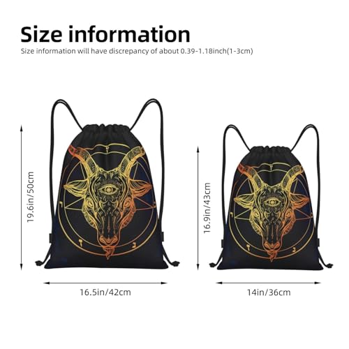 Satanic Goat Head With Third Eye Drawstring Backpack Sports Gym Bag Yoga Travel Sackpack For Women Men2