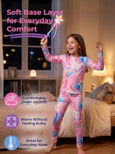 nowpith Girls Thermal Underwear Set Kids Toddler Soft Long Johns Top Pants - 4