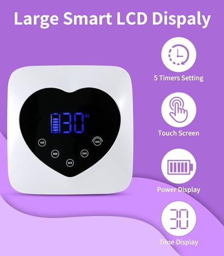 Image of UV Nail Lamp Cordless Rechargeable, HUGMAPLE 72W UV Light for Gel Nails | 5 Timer Setting, Touch Control & Auto Sensor, Professional Nail Dryer for Salon & Home,White