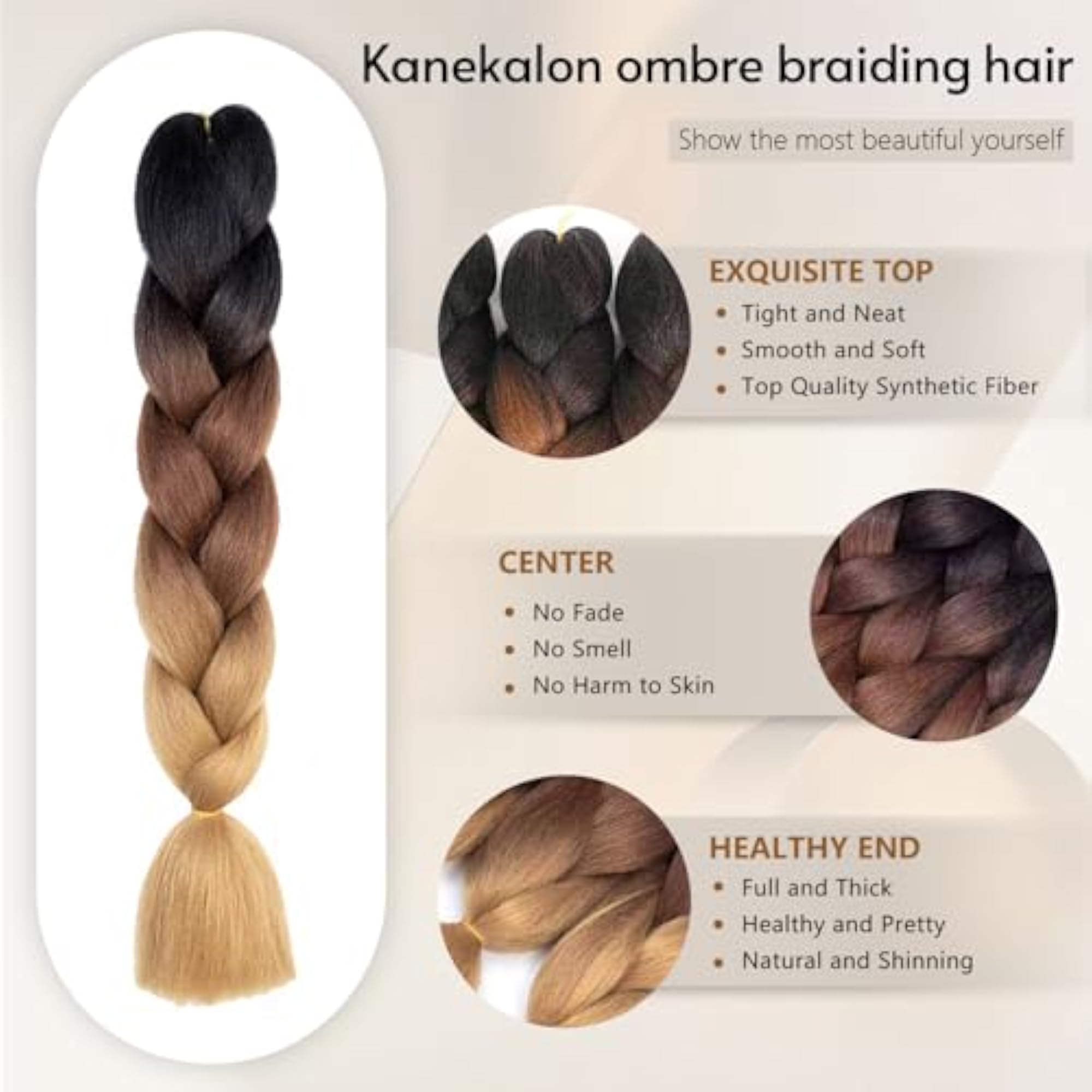 6 Packs Ombre Jumbo Braiding Hair Extensions 24 Inch