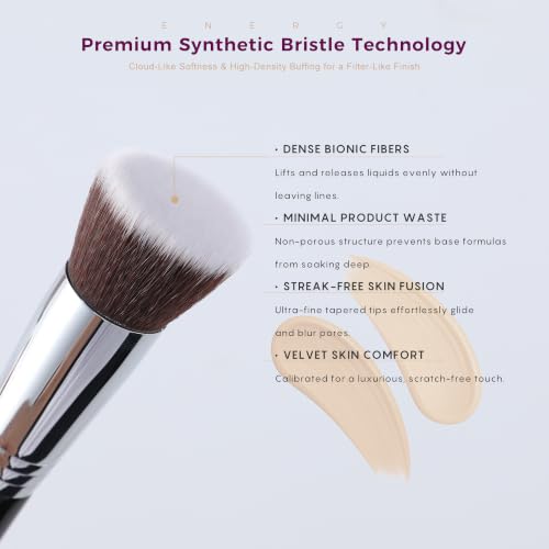 ENERGY Flat Top Kabuki Foundation Brush, Liquid Makeup Buffing Blender, 1pc — view 3