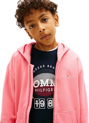 Tommy Hilfiger Kinder Unisex Hoodie mit Reißverschluss Mini Corp und Rippstrick-Saum, Rosa (Tropical Blush), 2 Jahre – Ansicht 2