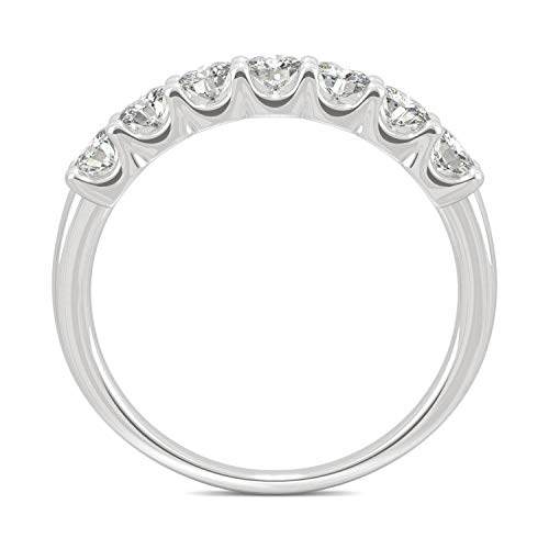 Charles & Colvard 14K White Gold Moissanite 3Mm Round Wedding Band-Size 7, 0.70Cttw Dew #TOP2