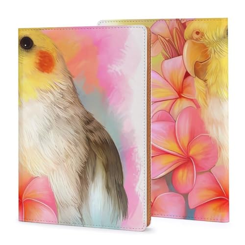 Couverture de carnet A5 en similicuir motif calopsitte rechargeable et réutilisable 20,6x14,2cm