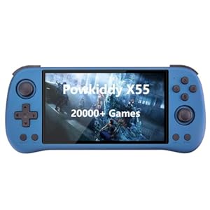 X55 Retro Arcade Handheld Game Console Built-in 20,000 Games, 5.5-Inch IPS Screen RK3566 CPU , Nostalgic Arcade Video Gaming Machines for Kids Adults -16G+128G (Blue)