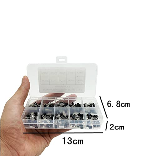 Jzk 200 Pcs Bipolar Bjt Transistors Assortment Kit,10 Values Pnp Npn Power Transistors Set, Bc337 Bc327 2N2222 2N2907 2N3904 2N3906 S8050 S8550 A1015 C1815 #TOP3